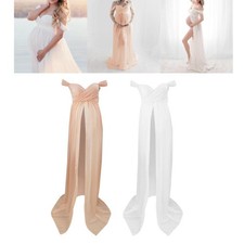 Vestido de maternidad sin hombro de gasa maxi vestido de fotografía para servicio