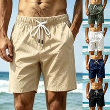 Pantalones cortos informales de verano para hombre de cinco puntos transpirables sueltos de color liso