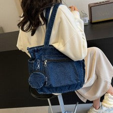 Moda Mujeres Denim Bolso de Mano Carteras Lona Informales Bolsos de Hombro Bolsos Escolares