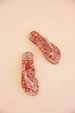 Sandalias de playa Free People Es Verdra de tanga de algodón terracota EU39 UK 6 chanclas