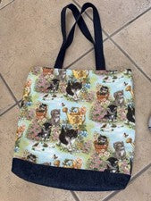 Bolso de Mano de Jardín para Amantes de los Gatitos Cartera Forrado Bolsillo Interior Hecho a Mano ÚNICO EN SU CLASE