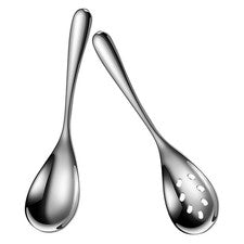2 piezas ayudante de cocina acero inoxidable ayudante de cocina cuchara de metal ranurada