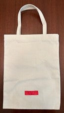 Nuevo Bolso de Mano Valentino Algodón Lona Marfil con Parche Rojo con Logo V