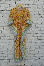 Vestido largo caftán floral bloque a mano 100 % algodón 100 % GRATIS✅0 % CARGO KF-114*