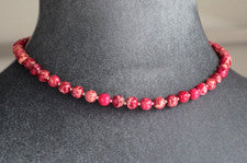 COLLAR TERRA JASPE COLOR ROSA ~ PLATA DE LEY 18"