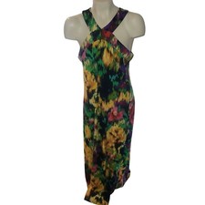 Maxi vestido para mujer Cupio multicolor estampado abstracto con tirantes y mangas entrecruzadas