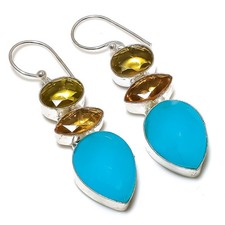 Pendiente de joyería de plata esterlina 925 con piedras preciosas de...