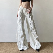 Hombres Moda Diseño Punk Gótico Cremallera Pantalones Informales Multi-Bolsillo Carga Pantalones