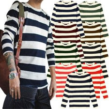 Camiseta Para Hombres Manga Larga Rayas Nueva Informal Calce Clásico Cuello Redondo Redondo Camiseta Prendas para el