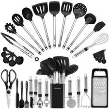 Juego de utensilios de cocina Bestzmwk - Utensilios de cocina de silicona - 33 cocina para antiadherente