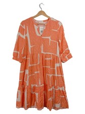 Vestido de verano mujer OPUS talla 34/XS naranja blanco viscosa abstracta