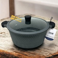 Olla/cazuela D&W 12,5" pulgadas, 10 cuartos de galón con tapa utensilios de cocina antiadherentes tamaño fiesta grande
