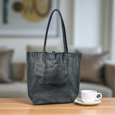 Bolso de mano para mujer de cuero italiano de diseñador - negro Anita