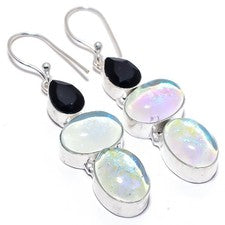 Pendiente de joyería de plata esterlina 925 con piedras preciosas de ónix...