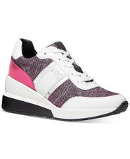 NUEVO EN CAJA Talla 11 Michael Kors Mabel Tenis Malla Entrenador Merlot Multi Blanco Rosa MK