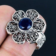 Anillo de joyería de plata esterlina 925 hecho a mano con piedras preciosas...