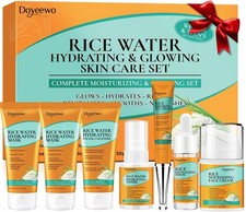 Juego de cuidado de la piel de 7 piezas para mujeres y adolescentes, kit facial hidratante antienvejecimiento, viaje