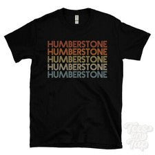 CAMISETA HUMBERSTONE ESTILO RETRO REPETIDO Hombre y Mujer Novedad Genial Nombre Regalo