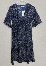 Moda Mujer Vestido Azul Lunares Talla Mediana Nuevo Con Etiquetas #1T192