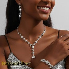 Conjunto de joyas de plata para mujer collar pendientes colgantes damas regalo de boda Reino Unido
