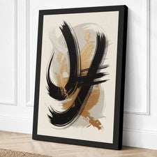 Formas gestuales en lienzo abstracto dorado arte de pared decoración del hogar listo para colgar