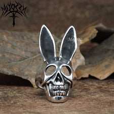 Anillo Gótico Signo Zodiaco Conejo Rata Calavera Vintage Animal Conejo Esqueleto