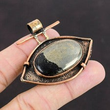 Venta de San Valentín Piedras Preciosas Pirita Ovaladas Aniversario Chakra Solar Nuevo Colgante Cobre