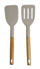 Juego de utensilios de espátula de cocina de silicona de 2 piezas con mango de madera para cocina nuevo