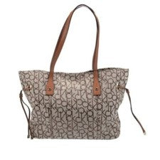 NUEVO DE COLECCIÓN Bolso de Mano Calvin Klein 205W39NYC Asa Superior Tostado/Marrón Logo Cartera de Lona