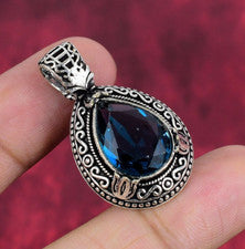 Colgante de plata de ley 925 hecho a mano con piedras preciosas de iolita joyería regalo para mujer