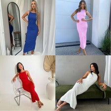 Sexy Vestido Para Mujer Ropa Eslinga Calce Ajustado Verano Moda Línea Tridimensional