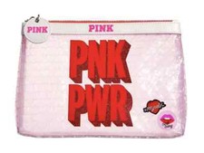NUEVO ESTUCHE DE MAQUILLAJE VICTORIA'S SECRET ROSA POWERNPNK PWR ROJO TRANSPARENTE BOLSA DE BELLEZA BOLSA