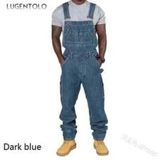 Mono Jeans Hombre Talla Grande Primavera Moda Suelto Recto Multi-bolsillo