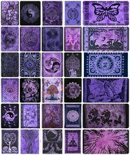 Tapiz colgante de pared púrpura indio tie dye algodón decoración del hogar arte boho hippie