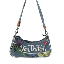 Von Dutch Denim: Bolso Baguette: Azul: Y2K: Bolso de Hombro con Dije de Llave