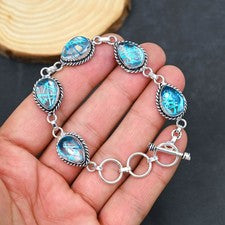 Pulsera de joyería de plata esterlina 925 hecha a mano con piedras preciosas ...