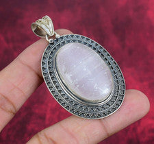 Increíble joyería colgante de boda de plata de ley 925 hecha a mano con piedras preciosas de selenita