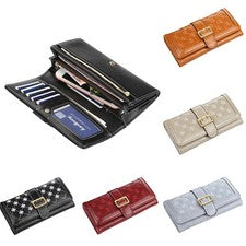 Bolso sin asas de cuero de moda para mujer Cartera con cremallera de gran capacidad Cartera para tarjetas de identificac