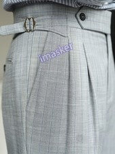 Pantalones largos de talle alto con botones para hombre de verano rectos informales pantalones de Nápoles