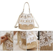Bolso Bandolera Bolso Bandolera 1 Pieza Tejido de Paja para Mujer Moda Encaje Moda