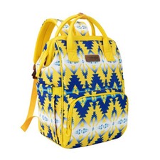 Mochila bolsa de pañales Wrangler para mujer estampada aztex de lona amarilla de doble cara logotipo