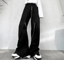Para hombres Nuevo Moda Punk Gótico Metal Cadena Decoración Harén Pantalones Juveniles Negro Pantalón