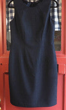 Mini Vestido de Carrera Tahari Para Mujer Azul Denim Sin Mangas Cremallera Trasera Talla 4 Nuevo con Etiquetas