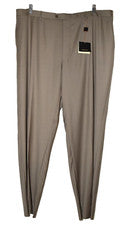 Pantalones de vestir Baroni Super 150's gris frente plano sin dobladillo para hombre 44 nuevos con defecto