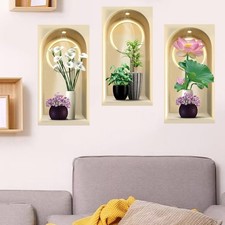 Pegatinas de pared plantas verdes decoración de pared realista decoración de interiores del hogar