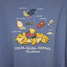 NUEVA Camiseta Caribeña Para Hombres Manga Corta Talla 3XB Chips, Salsa, Repetir Dip Receta