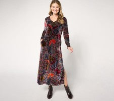 Vestido para mujer Control talla L terciopelo Burnout cuello en V multicolor A667193