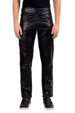 NUEVO Moda Hombres Piel de Cordero Genuina Cuero Real Negro Pantalón Ropa Informal