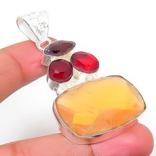 Granate de Mozambique, piedras preciosas de citrino 925 colgante de joyería d...