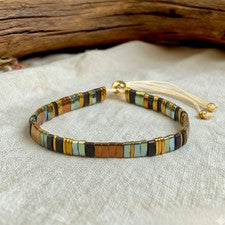 Pulsera Miyuki Tila Chapada en Oro 24k Delicada Minimalista Sanación Joyería Regalo